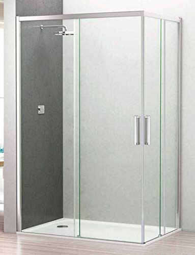 Mampara de Ducha Rectangular corredera | 2 Hojas Fijas + 2 Puertas Correderas | Cristal de Seguridad 6 mm | ANTICAL INCLUIDO | Modelo PHENIX Q4 Cover