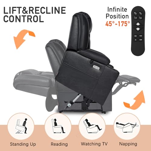 Image of EONIX Dual Motor Power Lift Recliner Chair for Elderly, 400lb, Retro Black