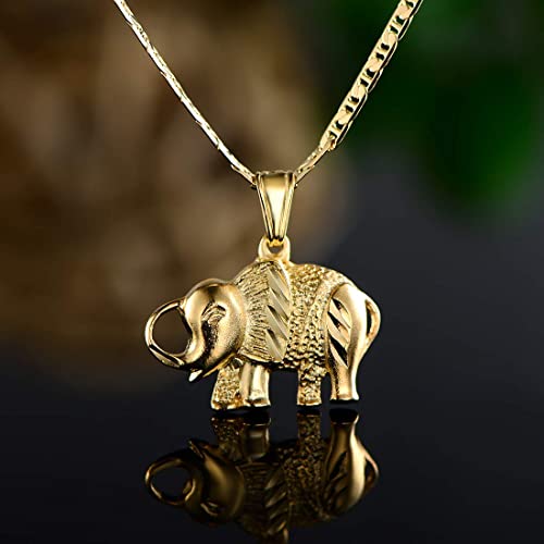 Barzel 18K Gold Plated Elephant Necklace With Flat Marina Chain – Made In Brazil (24.00) #TOP3