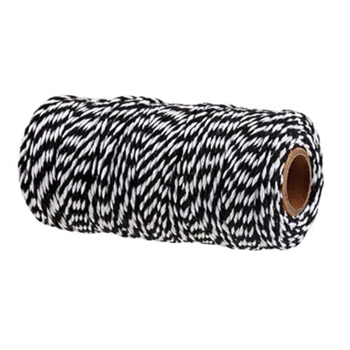100 m de ficelle de boucher pour travaux manuels, 2 mm de ficelle de boulanger colorée pour cuisine, cuisine, emballage cadeau, artisanat, jardinage, travaux manuels (noir)