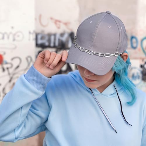 Image of Geyoga 9 Pcs Trucker Hat Chains Trucker Hat Charms Women Man Decoration Detachable DIY Metal Chain for Mesh Baseball Cap(Silver,Simple)