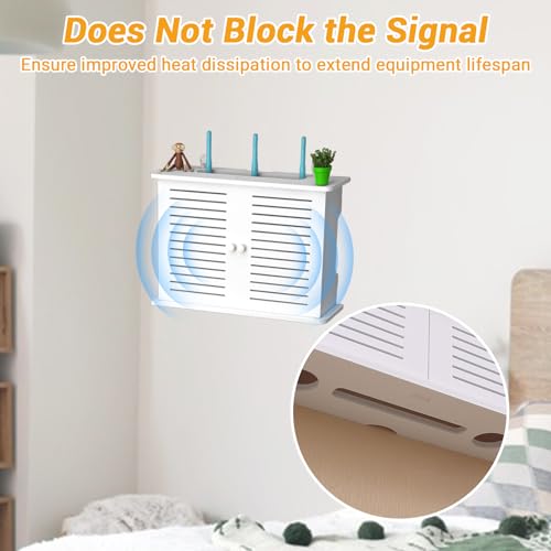 GAESHOW Router Aufbewahrungsbox, Wand WLAN-Router Aufbewahrungsbox, TV Kabel Verstecken Box, Wand WiFi Montierte Rack, Weiß (B)