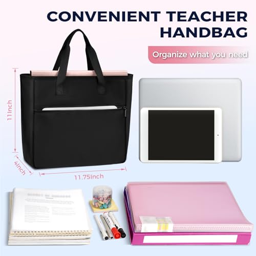 Ytonet Rolling Teacher Bag, 15.6 Inch Rolling Laptop Bag with Detachable Dolly & File Teacher Tote, Large Roller Briefcase for Women Teaching Office Work Craft Nurse, Black4