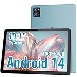 DigiLand 10.1' HD Touchscreen Electronics Tablet, Android 14, Octa-core Processor, 10GB RAM + 64GB ROM, Dual Cameras, 6000mAh Battery, Ideal for Office and Study (Blue)