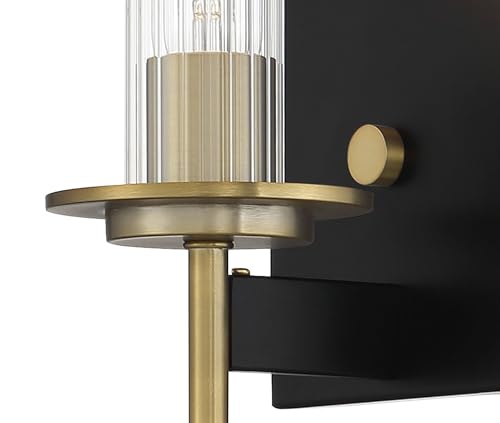 Minka Lavery 2541-726 Baldwin Park Vanity Bath Light, 1-Light, 60 Total Watts, 4.5-in H x 11.63-in W, Coal Black and Soft Brass by Minka Lavery - Used condition - US$68.29
