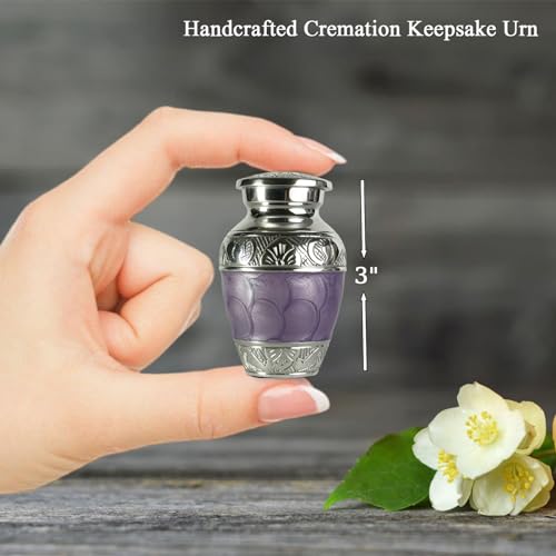 Image of Small Urns for Human Ashes Keepsake - Mini Urns for Ashes - Handcrafted Keepsake Urns - Purple Small Urn for Ash - Set of 4 Memorial Ash Holders