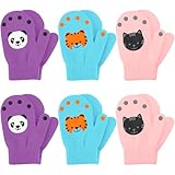 Cooraby 6 Pairs Toddler Magic Stretch Mittens Winter Unisex Baby Knitted Gloves Mittens (Mixed Color J, 1-3 Years)