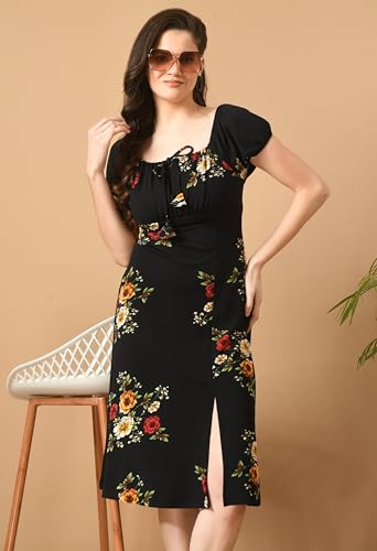 Image of IUGA Women's Half Sleeve Round Neck Printed Dress