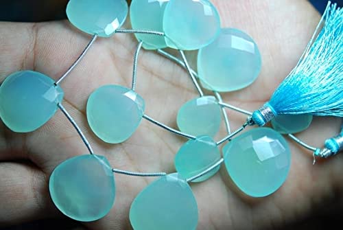 Briolette cœur calcédoine aqua 15mm pour éviter les pierres ternes en bijouterie