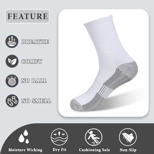 20 Pairs Men's Crew Calf Socks, Men Cushioned Breathable Cozy Athletic Running Gym Casual Sports Tube Socks2