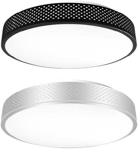 14 Inch LED Flush Mount Ceiling Light Fixture - TRIAC Dimmable - 25W Power, 2300LM - Modern Ceiling Light for Bedroom, Kitchen, Bathroom, Home & Office - ETL Certified - Silver