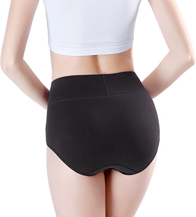 Image of DIVING DEEP Women's High Waisted Cotton Underwear Ladies Soft Briefs Panties | Women Antibacterial Cotton Hipster Panty | Women's Seamless High -Rise Panties Hipster (Pack of 4)