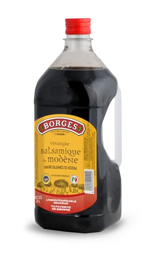 Borges - Vinagre Balsámico de Módena - Con denominación de Origen I.G.P. - Sin Azúcares añadidos - Ideal para ensaladas, pescados, carnes y verduras - Botella 2L.