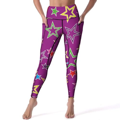 Legging de sport anti-glisse Couleur Étoiles pantalon yoga taille S