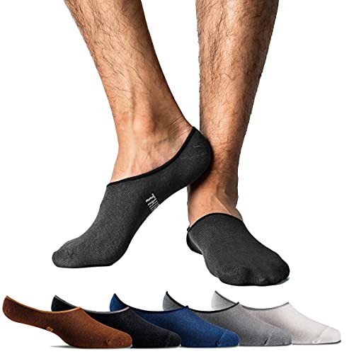 Thirty48 Men's No Show Socks Non-Slip Silicon Grip Moisture Wicking Low Cut Invisible Casual Socks