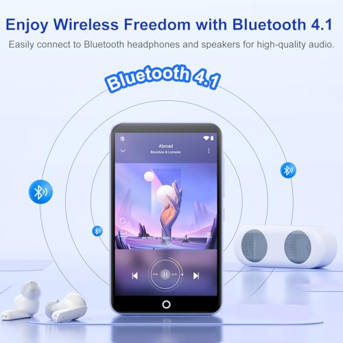 Image of MP3 Player with Bluetooth and WiFi, Android Music Player with Camera, 4.0 inch Touch Screen MP4 Player with Spotify, Audible, Amazon Music, Play Store, 16GB Storage (Purple)