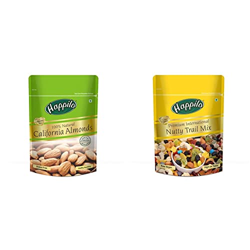 Image of Happilo 100% Natural Premium Californian Almonds, 200g + Happilo Premium International Trail Mix, 200g