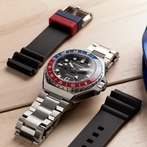 Image of Spinnaker Dumas Men's Automatic GMT Dive Watch - Seiko NH34 Movement, 44mm Stainless Steel Case, Water Resistant 300m, Stainless Steel Bracelet, SP-5119