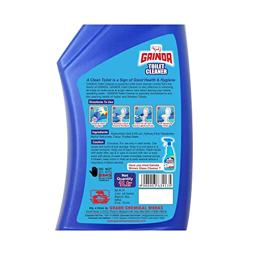 Image of GAINDA Toilet Cleaner Liqud Disinfectant Bowl Pot Cleanser Safe Hygienic Bathroom Stain & Odour Remover for Commercial Use Removes 99.9% Germs (1 Ltr)