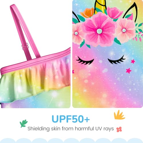 LQSZ Girls One Piece Swimsuit One Shoulder Ruffle Bathing Suit Summer Swimwear2