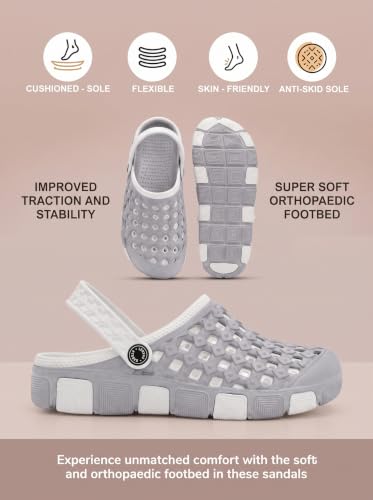 Image of Inklenzo Men's Sandals Clogs Mules for Men & Boys - Cream Comfortable, Extra Soft, Lightweight, Non-Slip, Waterproof, Adjustable Back Strap, Stylish, Classic, Casual, Everyday Mules