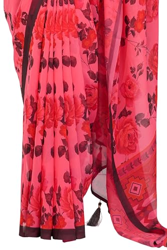 Image of MIRCHI FASHION Saree for Woman Georgette Floral Printed | Lightweight Comfortable Sari for Regular Social Wear and social visits