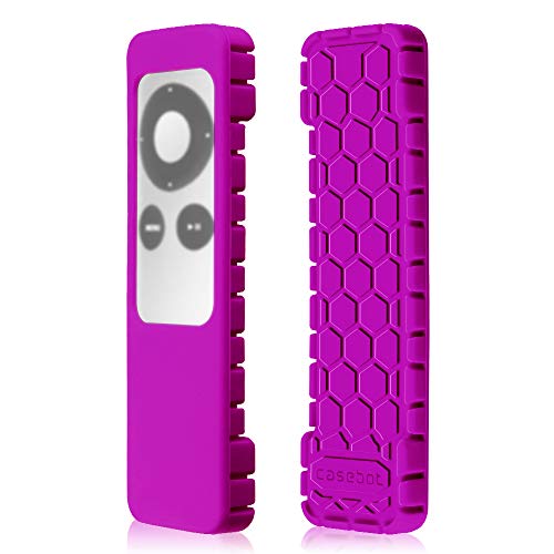 Fintie Protective Case for Apple TV 2 3 Remote Controller - CaseBot (Honey Comb Series) Light Weight (Anti Slip) Shock Proof Silicone Sleeve Cover, Purple