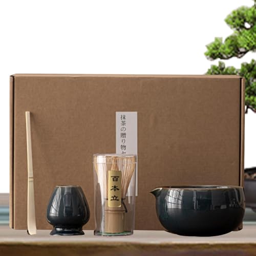 Batidor Matcha tradicional - Juego de batidor Matcha, kit de polvo de matcha japonés de 4 piezas, juego de cuenco Matcha, batidor Matcha y soporte para divertirte o compartir con amigos, para usar Dom