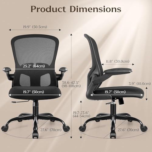Image of FelixKing Office Desk Chairs, Ergonomic PC Desk Chair with Wheels, Adjustable Lumbar Support and Height, Swivel Computer Chair with Flip-up Armrests, Ergo Mesh Backrest for Working (Black, Pack of 8)