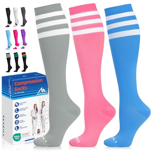 Image of NEWZILL Medical Compression Socks for Women & Men, 20-30 mmHg Knee-High Support for Circulation, All-Day Comfort for Work Travel Running Cycling and Fitness