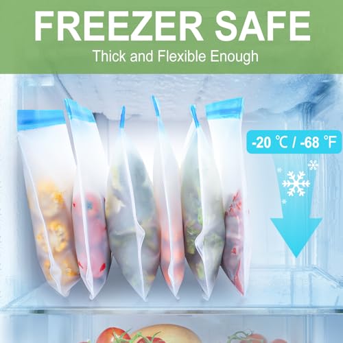 Tuxiya TU-BXD-12P 12 Pack -11"X10'' Reusable Gallon Bags Bpa Free Freezer Bags, Leakproof Safe Food Storage Bags For Veggies,Marinate Meats,Snacks,Sandwiches From Kitchen To Travel And Home Organization thumb #3