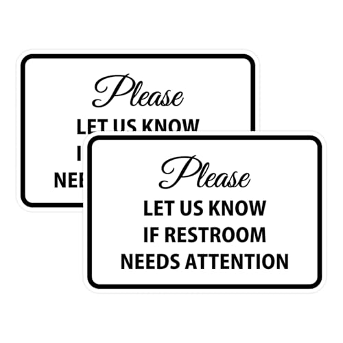 Signs ByLITA Classic Framed Please Let Us Know If Restroom Needs Attention Sign (White) - Small (2 Pack)