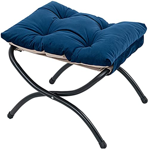 Repose-Pieds Ottoman Bleu Trésor - Tabouret de Rangement en Tissu Rembourré 46x36x39 cm