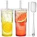 ALINK 570ML Bubble Tea Glasbecher mit Deckel und Strohhalm,2 Pack High Borosilicate Glas Tumbler für Eiskaffee Saft Smoothie Wasser Tee, Geschenk 2 clean Pinsel ml Glas günstig Kaufen-ALINK 570ML Bubble Tea Glasbecher mit Deckel und Strohhalm,2 Pack High Borosilicate Glas Tumbler für Eiskaffee Saft Smoothie Wasser Tee, Geschenk 2 clean Pinsel
