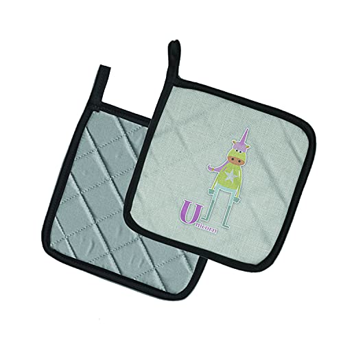 Caroline's Treasures Bb5746Pthd Alphabet U For Unicorn Pair Of Pot Holders Kitchen Heat Resistant Pot Holders Sets Oven Hot Pads For Cooking Baking Bbq, 7 1/2 X 7 1/2 #TOP1