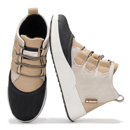 Project Cloud Waterproof Snow Boots for Women - Memory Foam Insole Non-Slip Womens Snow Boots & Winter Shoes with Shoe Lace - Lightweight Indoor Outdoor Shoes
