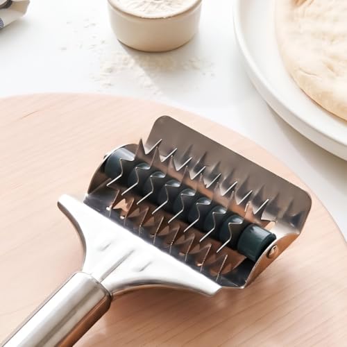 Image of Nestasia Stainless Steel Star-Shaped Pizza Dough Docker (8 Inches) | Rust Resistant Pasta Cutter Roller - Dishwasher Safe Dough Cutter & Mincer | Mulitpurpose Kitchen & Cooking Tool