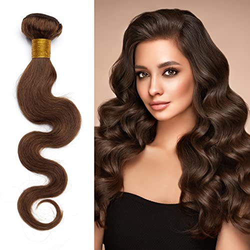 12"(30cm) SEGO Extensiones de Cortina Pelo Natutal Humano [Brazilain Human Hair Bundles] #4 Castaño Chocolate 100% Remy Cabello Brasileño sin Clip Rizado Ondulado Body Wave (1 Paquete,100g)