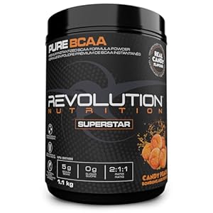 Revolution Nutrition Pure BCAA, Essential Amino Acids, 2:1:1 Ratio, Instantized BCAA, Post Workout, Premium Formula, Zero Sugar, Zero Calories, Vegan, 122 Servings (Candy Peach, 1.1kg)