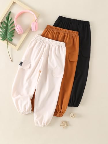Boys Cargo Pants 3 Pack Nylon Parachute Trousers Lightweight Outdoor Jogger Pants for Playwear 3-14Years2