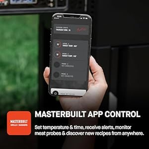 Masterbuilt AutoIgnite 545 Digital Charcoal Grill and Smoker Combo for Easy Grilling Digital Control App Sear Plate Mini Hopper and 545 BBQ Cooking Square In in Black