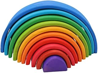 Grimms Wooden Toys，Wooden Stacking Building Toy Stacker Blocks Semicircle Nesting Puzzle for Toddlers Kids Early Education