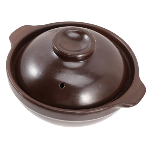 GALPADA Olla De Barro Pequeña Tapa Para Cocinar, Cazuela Cerámica Resistente Al Calor, Utensilios De Cocina Para Estofado y Sopa, Menaje Doméstico y Comercial
