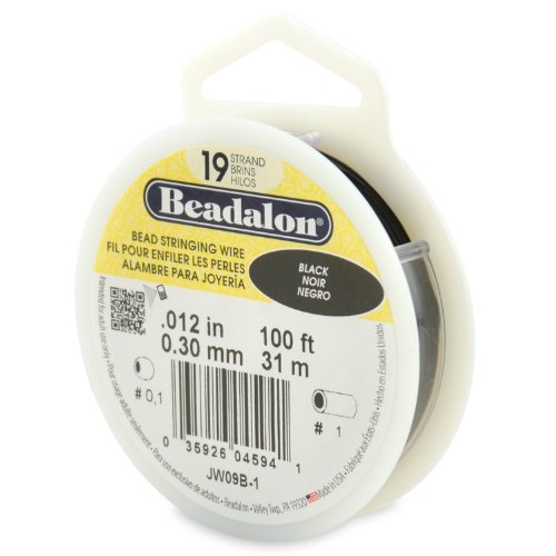 Beadalon Bead Stringing Wire - .012 in / .30 mm, Black, 100ft / 31m