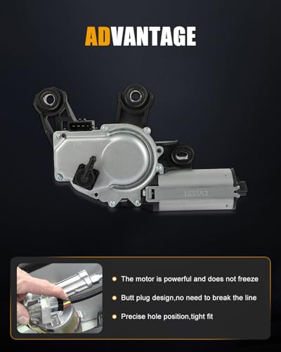 Image of ROADFAR Rear Windshield Wiper Motor Compatible for Audi for Q5 2014 2015 | For Audi For Q5 2014 2015|Replace 8R0955711B|8R0955711C|8E9955711A|8E9955711B|8E9955711C|8E9955711D|4 Pins
