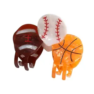 Acetate Sports Hair Claw Clips, 1 Piece, Baseball, Basketball, Soccer Designs