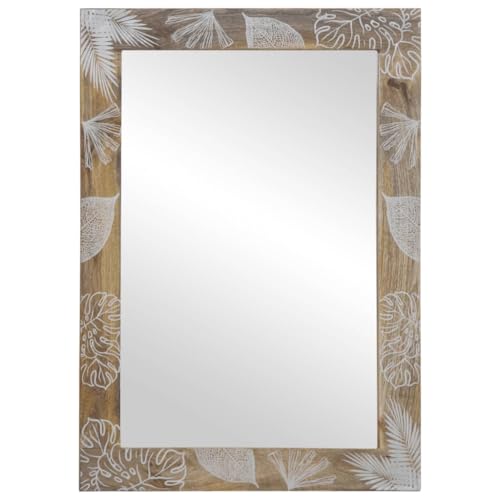 Genérico Wenjingqi Espejo de baño Madera Maciza Mango 50x3x70 cm, Marrón 4018695