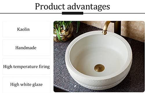 YUNZI-Lavabo-sobre-Encimera-Vintage-Ronda-Bano-Ceramica-Lavabo-sobre-Encimera-con-Tapon-De-Fregadero-Hecho-A-Mano-Arte-Lavabo-sobre-Encimera-para-Bano-Lavabos-Cocina-Balcon-Encimera-41-41-15Cm