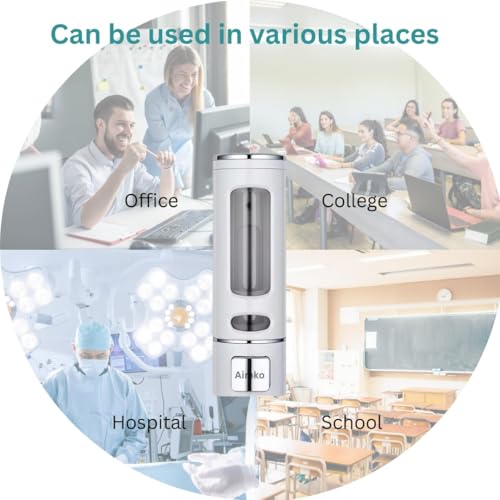 Image of 400 ML Wall Mounted Soap Dispenser | ABS Material with Transparent Liquid Indicator, Ideal Hand Wash Dispenser Bottles | Ideal for Wash Basin or Kitchen Sink | Home | Office (White)