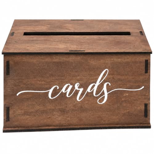 Caja de tarjetas con tapa para boda y graduación, madera premium de 30x26 cm 7